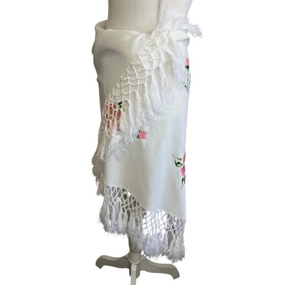 Vintage Artesania Manton De Manila Bordado Embroidered Spanish Shawl floral - Picture 9 of 10